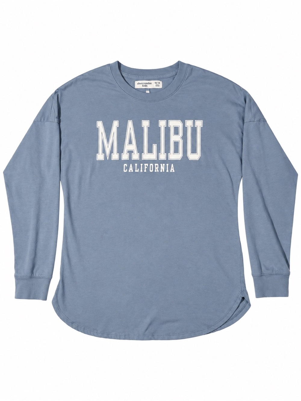 abercrombie kids Malibu California Long Sleeve Tee - Blue with White Print 15/16